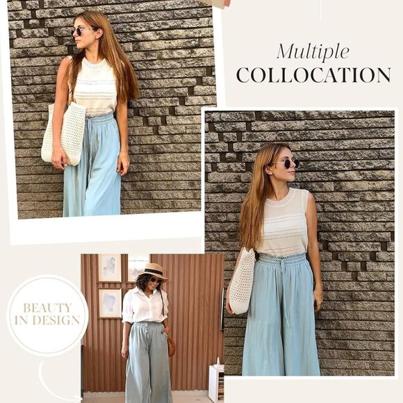 Pants for Women Casual Elastic Waist Wide Leg Pants with Pockets - Picture 5 of 5